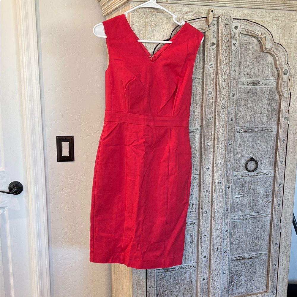 Ann Taylor Red V-Neck Sheath Dress